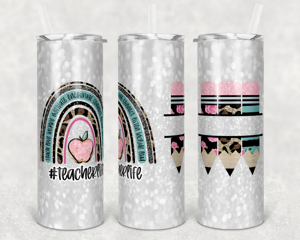 #Teacherlife, Teacher Tumbler, 20oz skinny Tumbler